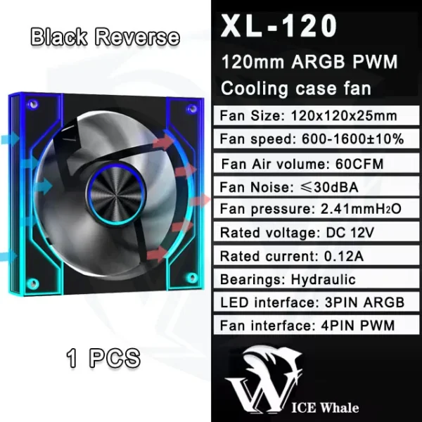 ICE Whale XL-120 ARGB PC Case Fan 120mm Infinity Mirror Design Motherboard Lighting Sync 4PIN PWM CPU Cooler Fan ventilador