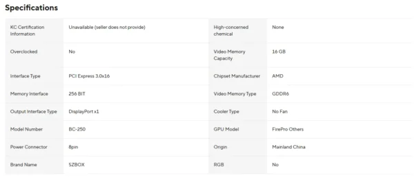 AMD BC 250 Crypto Mining GPU Card APU GPU Machine Computer Card 16GB DDR6 6C12T,3.5G MHz,Bazzite/Steam OS For Desktop Gaming PC
