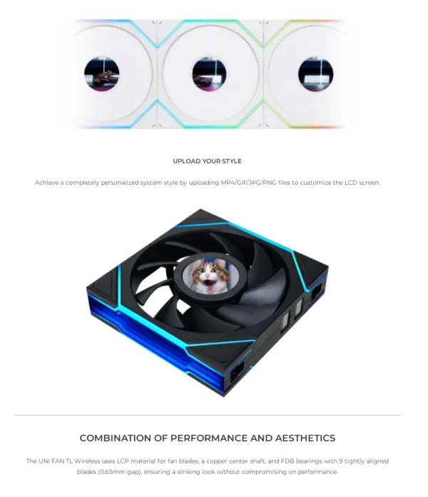 LIANLI UNI FAN TL120 Wireless version and TL LCD120 Screen fan There are positive leaves and inverse leaves. Individual pack,