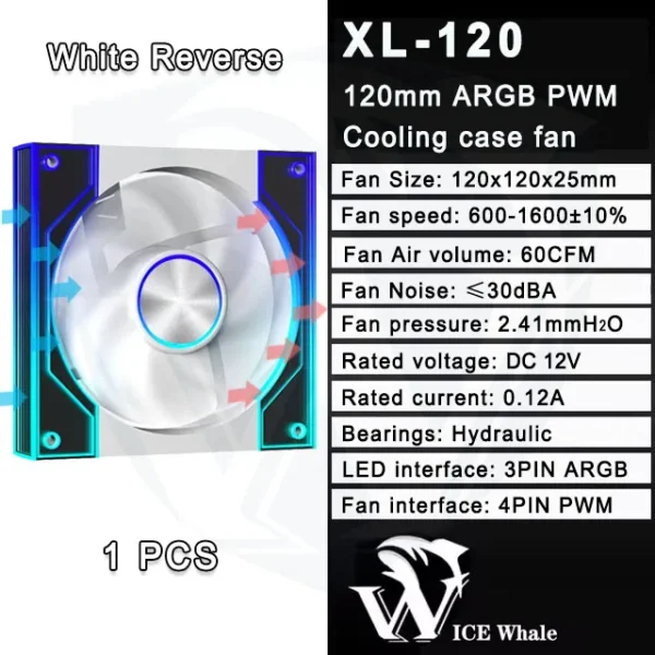 ICE Whale XL-120 ARGB PC Case Fan 120mm Infinity Mirror Design Motherboard Lighting Sync 4PIN PWM CPU Cooler Fan ventilador