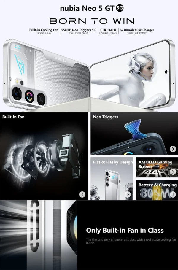 Nubia Smartphone Neo 5 GT, Built-in Fan, Gaming Trigger (Touch)