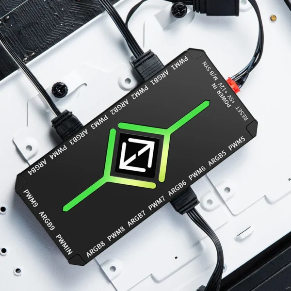 Multi Port 3 in 1 PWM Magnetic ARGB Fan Hub Splitter for PC with Remote Control Supports 9 Fans and Custom Lighting