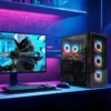 Gaming PC Desktop,Radeon RX 580 8G GDDR5, 10th Gen G5905 3.5G, 16G RAM, 512G SSD, WiFi, BT 5.0, RGB Fan x 4, RGB Mouse Pad