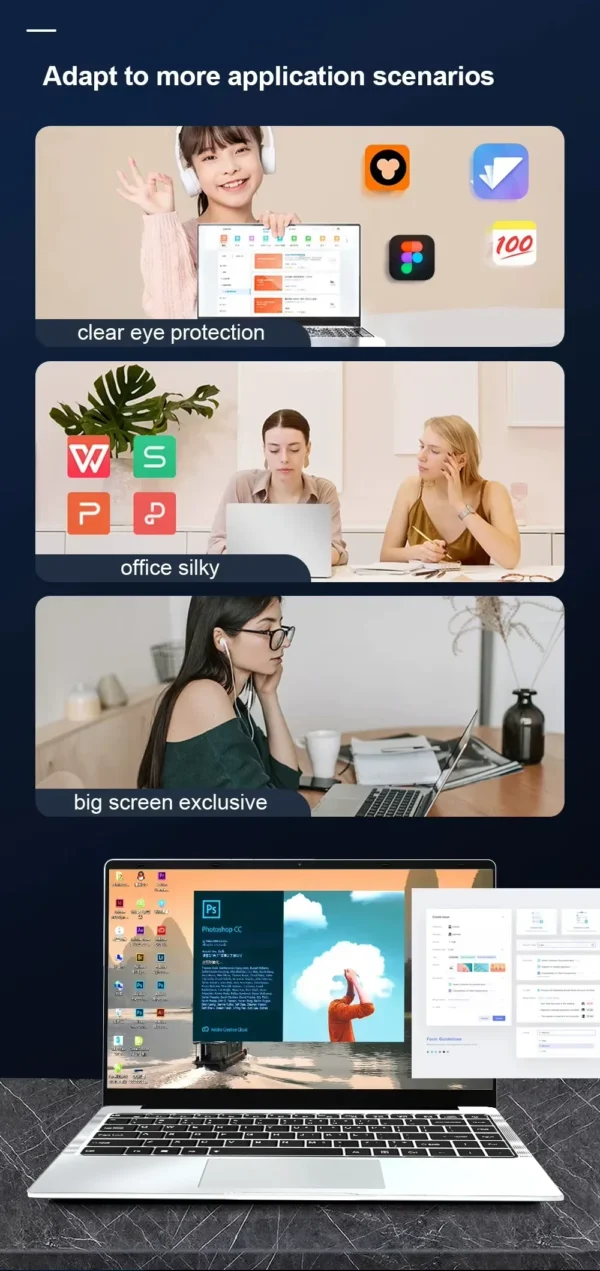 Windows 11 Pro Office Laptops Intel Core i7 9850H 16GB RAM 1TB SSD Gamer Study notebook Computer PC