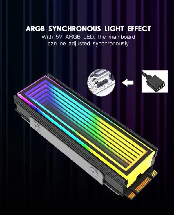 5V/3Pin ARGB AURA Sync Computer 2280 SSD M2 Radiator Aluminum PC RGB M.2 Nvme Cooler Heatsink Solid State Drive Heat Sink Cooler