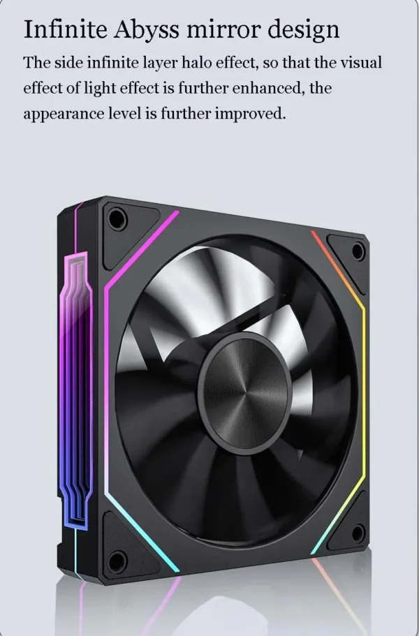 LDPCSJ Prism 4RS 120mm ARGB PC Case Fan with Infinity Mirror Design Motherboard Sync 4PIN PWM CPU Cooler Ventilador