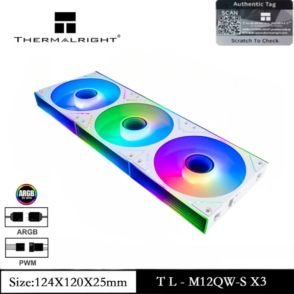 Thermalright TL-M12Q-S X3 Computer Case Fan, ARGB 120mm PC Case Fan/Daisy Chain/Infinity Mirror/Silent/PWM