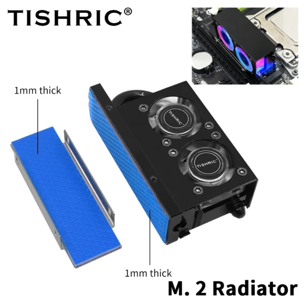TISHRIC RGB SSD M2 Radiator With Two Fans Cooling 7000RPM 3Pin M.2 Hard Disk Heatsink For Desktop PC NVMe NGFF M.2 2280 SSD