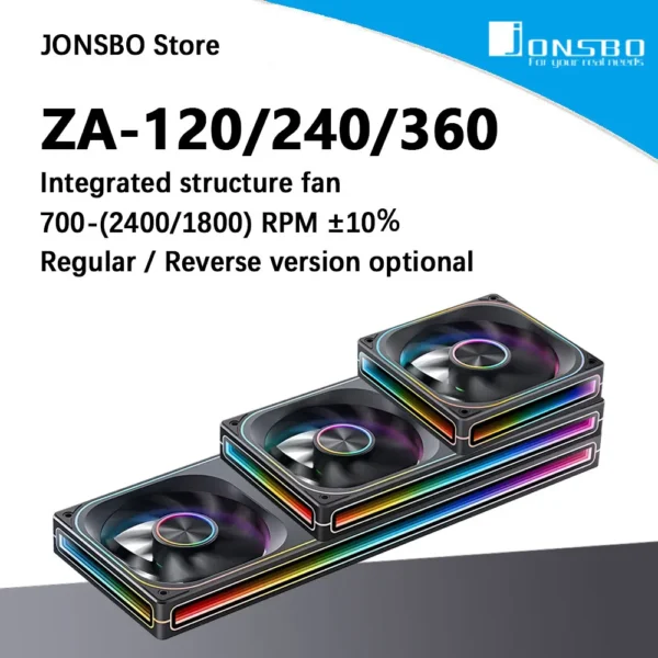 JONSBO ZA-120/240/360 ARGB 12/24/36CM chassis fan Motherboard lighting synchronization/Aluminum Nameplate/PWM Case fans