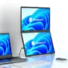 15.6 Inch Dual Screen Portable Monitor for PS5 Switch Hosts HD 1080P PC Secondary Screen 360° Rotation One-Cable LCD IPS Panel