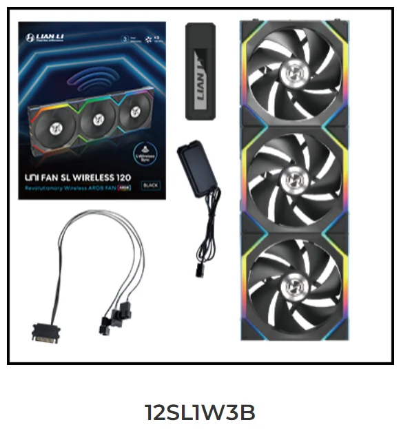 LIAN LI UNI FAN SL Wireless 120 Single Pack , Reverse Blade Triple Pack, LCD 120 Single Pack, Case fan, water cooled fan