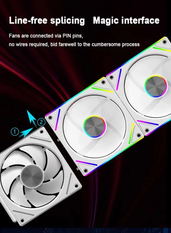UPSIREN WF-3 120mm Wire-free splicing case fan motherboard light synchronization 4PIN PWM Center axis CD texture design 12CM
