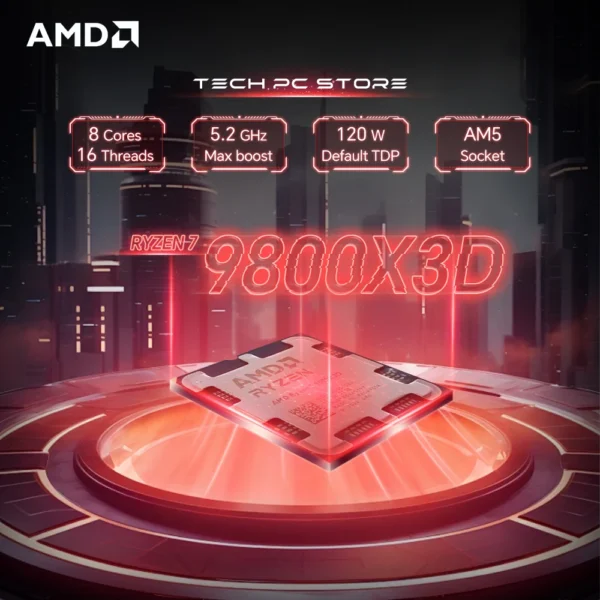 AMD Ryzen 7 9800X3D L3=96M 4.7GHz 8-Core 16-Thread R7 9800X3D Gaming Processor 120W 4NM DDR5 Socket AM5 No Fan