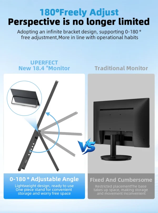 UPERFECT 18.4 inch 4K QLED Portable Monitor Gaming Computer Display Ultra-Slim Extend Screen For PS5/4 Switch Laptop PC Mac Xbox