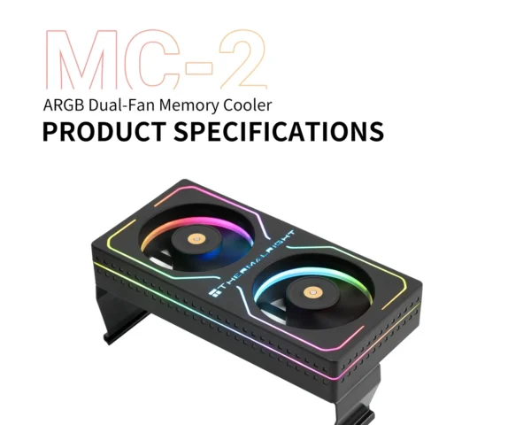 Thermalright MC-2 ARGB Computer Memory Cooler,Paired with high-performance dual fans, suitable for DDR/DDR2/DDR3/DDR4/DDR5