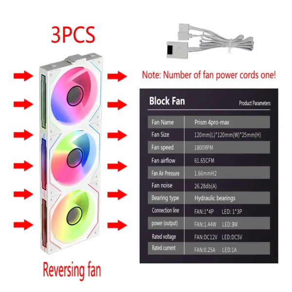 PC case fan 120mm ARGB mirror cycling lighting effect CPU cooling fan 4-pin PWM 58.36CFM fan for computer water cooling