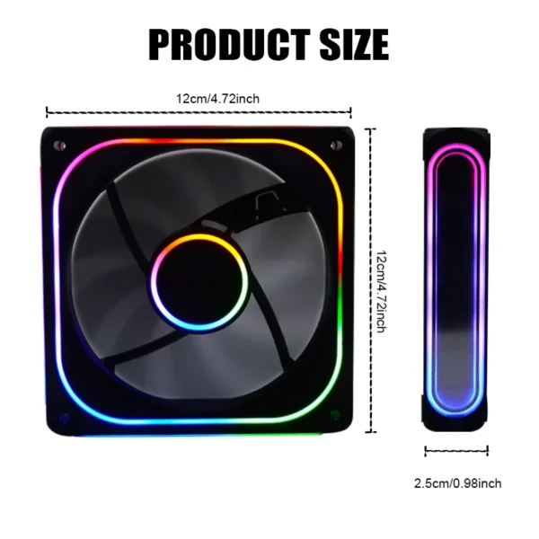 MANMU Case Fans Air Cooling Fixed Color Rainbow Rgb Cooling Fan 120mm Computer Case Cooling Fans 2pin