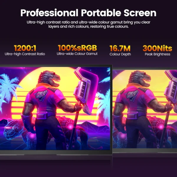 UPERFECT 18.5" 120Hz Portable Monitor 100% sRGB 1080P FreeSync IPS Speakers USB C Mini HDMI Gaming Display For Phone NS PS5 XBOX