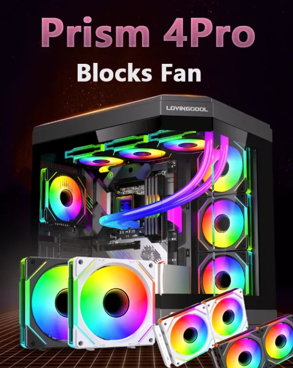 Prism 4 Pro Building Blocks Modular Case Fan ARGB Mirror Cycle Light Effect 800-2000RPM PWM Water Cooling 120mm Cooler Fan