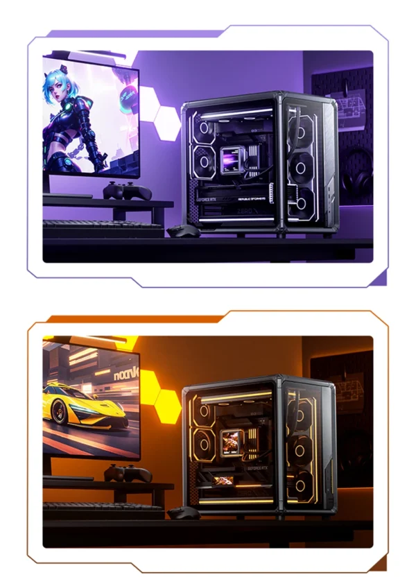 JONSBO XA-360/ XA-120 3-Pack 120mm Fan 5V/3Pin ARGB Three-Sided Mirror Integrated Cold Exhaust Cooling Fan for Desktop Computers