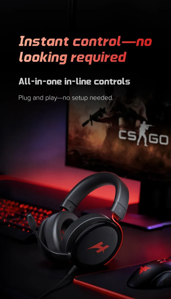 HAYLOU HexStorm G1 Wired Gaming Headphone 7.1 Surround Sound 50mm Dual Driver Esports Gamer Headset with Mic For PS4 PS5 PC