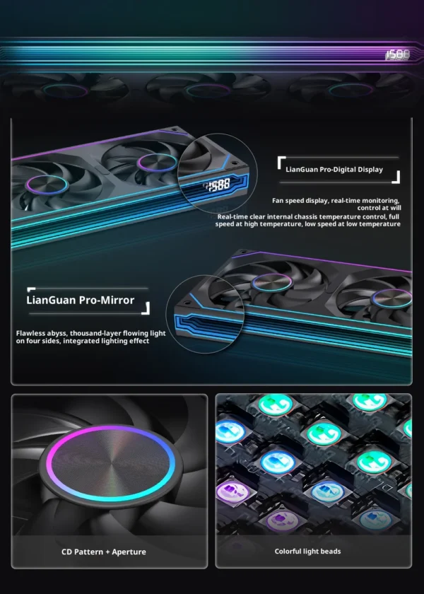 LOVINGCOOL Coherent Pro-360/240/120 ARGB digital display PC fan computer case Siamese Building block fan Integration