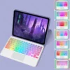 RGB Rainbow Backlit Wireless Bluetooth Keyboard Touchpad and Mouse Wireless Spanish Korean Keyboard for iPad Laptops Tablet PC