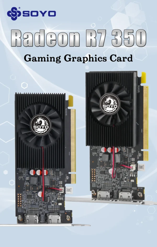 SOYO AMD Radeon R7 350 4GB Graphics Card DDR5 Memory 128Bit HDMI-compatible VGA DVI Video Card for Desktop Computer Components
