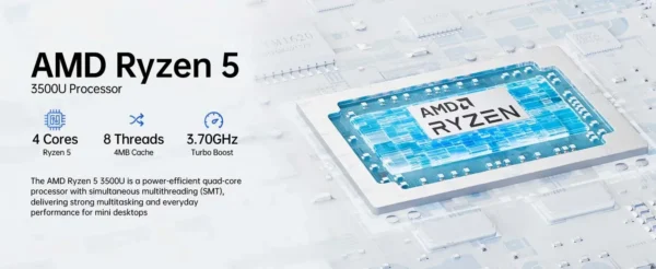 GMKtec G10 AMD Ryzen 5 3500U Mini PC DDR4 3200Mhz PCie 3.0 NVMe SSD Wifi5 BT5.0 Triple Screen Display COMPUTER Wins 11