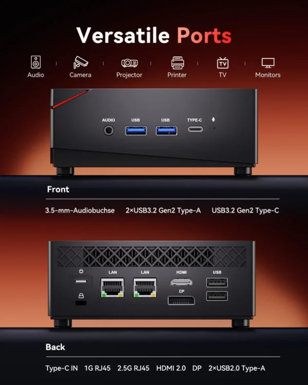 Mini PC AMD Ryzen 7 7730U 32GB DDR4 512GB SSD 6-Core up to 4.5GHz,Portable Mini Desktop Computer Wifi6 4K Display Window 11 PRO