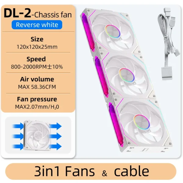 Coolcirc DL-2 120mm ARGB Cooling Fan Modular Wireless Stackable Splicing 800-2000RPM PWM Silent for Gaming PC Case Water Cooler