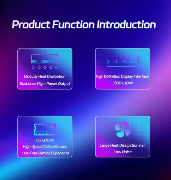 MOUGOL NEW AMD Radeon RX5700 8GB Graphics Card GDDR6 Memory PCIE4.0x16 DPx3 256Bit Gaming Video Card for Desktop Computer