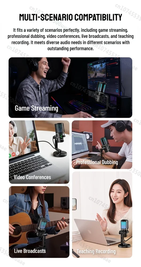 Monster Gaming USB Microphone 192KHz/24Bit Cardioid Condenser Mic with Touch Mute for PC PS4 PS5 Game Chat Podcasts Live Stream