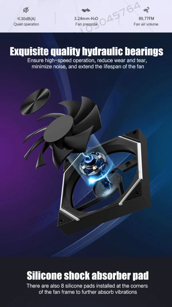 140 Case Fan ARGB, Silent 6-30dBa 89CFM Big Airflow, 14CM PC Cabinet 14025 Cooler Support Mobo 5V ARGB SYNC, Reverse Or Forward