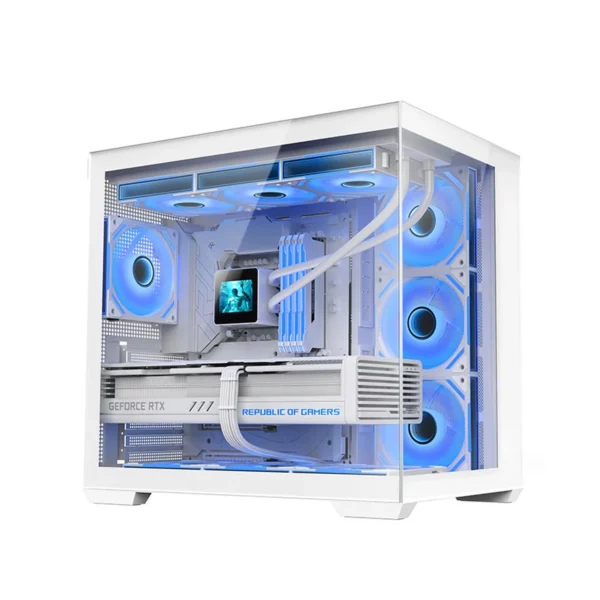 White Panoramic Sea View Room Chassis (360 Water Cooling/10 Fan Positions/ATX/Type-C Interface)