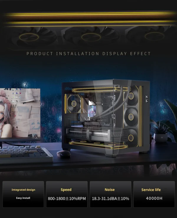 LOVINGCOOL Coherent Pro-360/240/120 ARGB digital display PC fan computer case Siamese Building block fan Integration