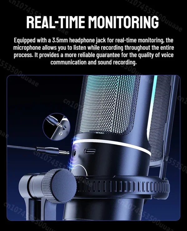 Monster Gaming USB Microphone 192KHz/24Bit Cardioid Condenser Mic with Touch Mute for PC PS4 PS5 Game Chat Podcasts Live Stream