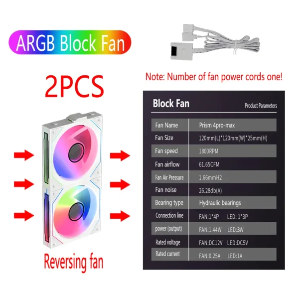 PC case fan 120mm ARGB mirror cycling lighting effect CPU cooling fan 4-pin PWM 58.36CFM fan for computer water cooling