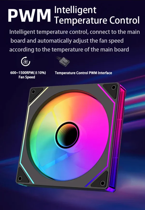 14cm ARGB Infinity Mirror PC Case Fan – 140mm Cooling Fan with PWM Silent Fan for Computer Case, CPU Cooler, Radiator