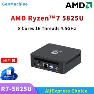 GenMachine AMD Ryzen™ 7 5825U Windows 11  MINI PC 8 Core 16 Thread 2.0GHz Up to 4.5GHz TDP 15W DDR4 SSD WIFI6 BT5.2 Desktop Gami