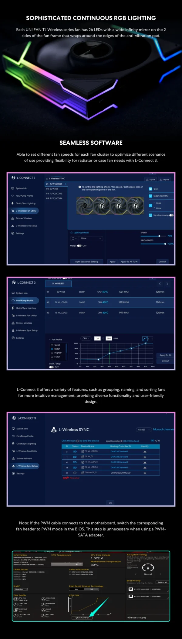 Lian-Li UNI FAN TL Wireless LCD 140 Single Pack NO CONTROLLER