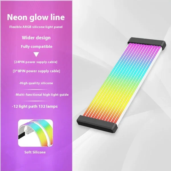 5V 3Pin ARGB Sync PC Cable 8/24PIN Motherboard Power Extension Cable Flexible LED Strip Light DIY Kit for Computer Power Supply