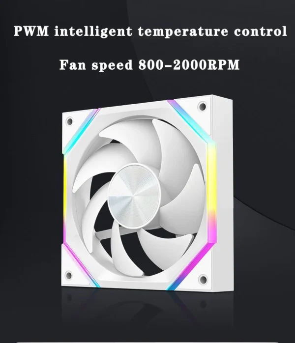 ICE Whale IW-12 Computer PC Case Fan 120mm ARGB 4Pin PWM Cooling Fan Motherboard Sync 61.5CFM/2000RPM CPU Cooler Ventilator