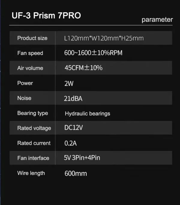 UPSIREN UF-3 Prism 7 PRO Computer Case Cooling Fan,Double-sided full lens,12CM ARGB motherboard synchronization，CD pattern axis
