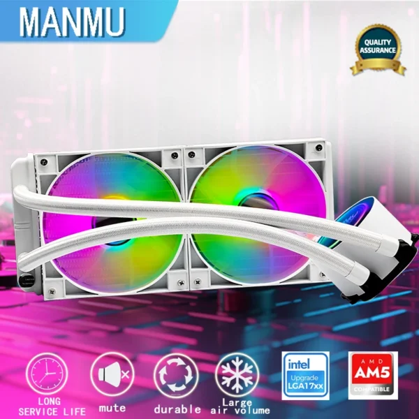 Manmu 240mm Liquid CPU Cooler 4pin PWM Fan 120mm RGB / AC Intergrated Water Cooling AM5 AM4 Intel 115x/1200/1700/2011/2066