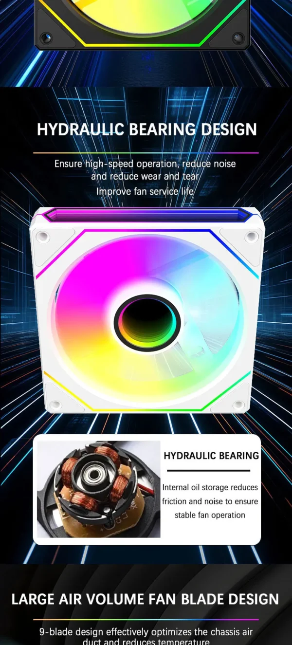 UPSIREN UF-4 12CM Computer Chassis Fan,Infinite Prism ARGB Fan/3 Mirror Surfaces/4 Pin PWM/3PIN ARGB Quiet Cooling Fan