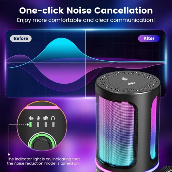 Monster Gaming USB Microphone 192KHz/24Bit Cardioid Condenser Mic with Touch Mute for PC PS4 PS5 Game Chat Podcasts Live Stream