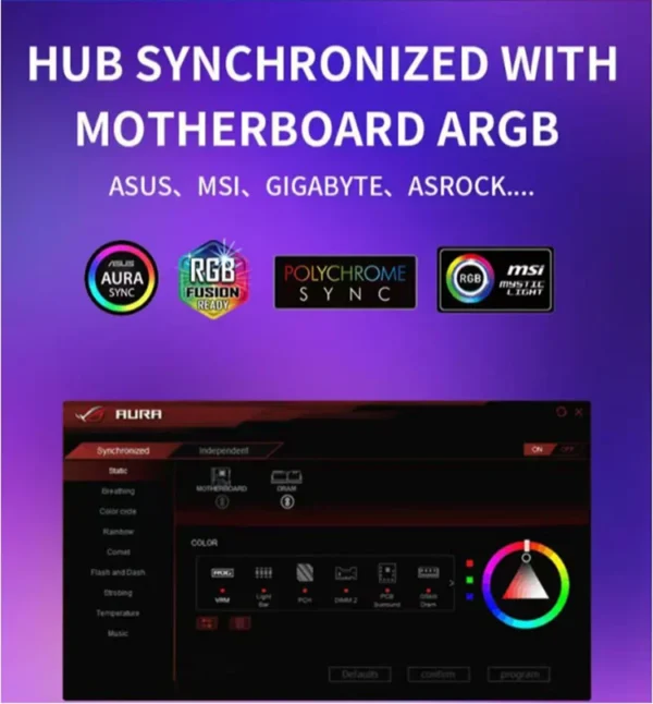 ICE Whale C10 1 to 10 PWM&ARGB Case Fan Hub SATA Power Interface Splitter 4Pin PWM 3Pin Addressable ARGB With Remote control