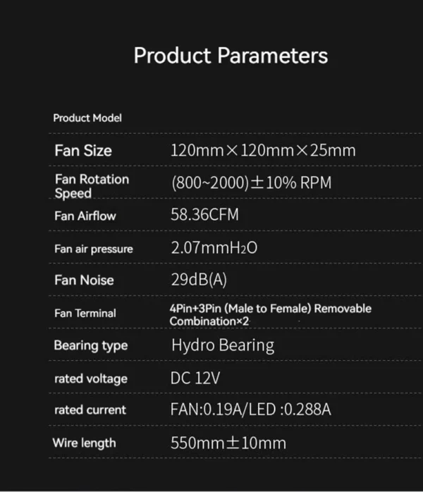Coolcirc DL-2 120mm ARGB Cooling Fan Modular Wireless Stackable Splicing 800-2000RPM PWM Silent for Gaming PC Case Water Cooler