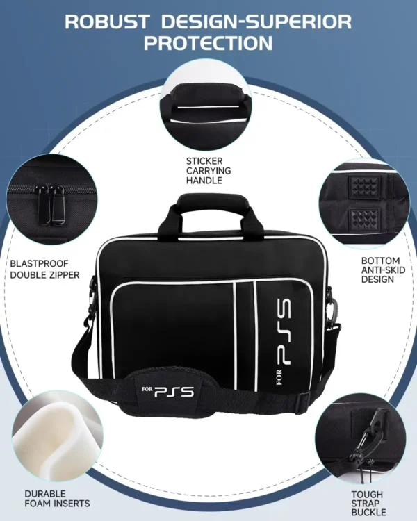 For PS5 Travel Case for PS5 Protective Case Bag Suitable for PS5 Disc/Digital Edition Console, Controllers, Game Cards, Headset